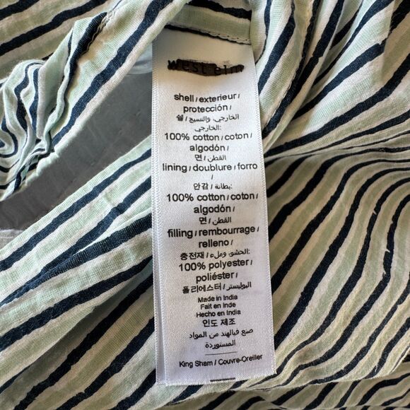 West Elm Rhode Mushroom Floral Stripe Reversible Cotton Percale King Sham Set - Picture 9 of 9